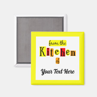 Imã Da Cozinha de Borda Amarela Personalizada Retro