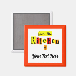 Imã Da Cozinha de Borda Laranja Personalizada Retro