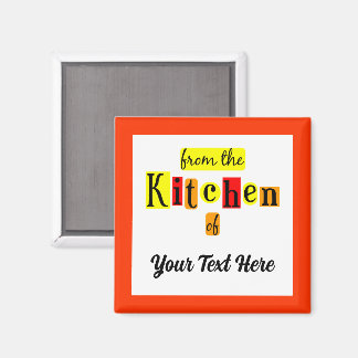 Imã Da Cozinha de Borda Laranja Personalizada Retro
