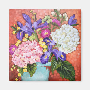 Imã Da "ímã quadrado floral das belas artes íris e 