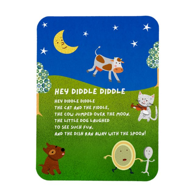 Ímã da Rima Infantil Hey Diddle Diddle (Vertical)