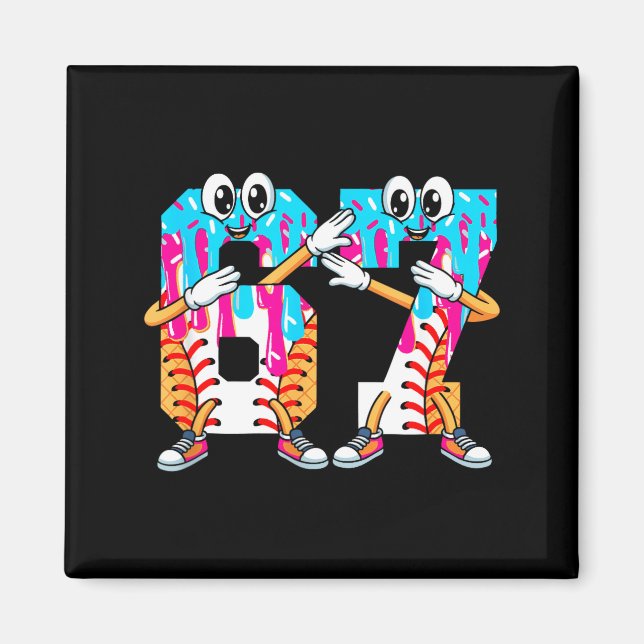 Imã Dabbing Baseball Ice Cream Drip Number 67 Birthday (Frente)