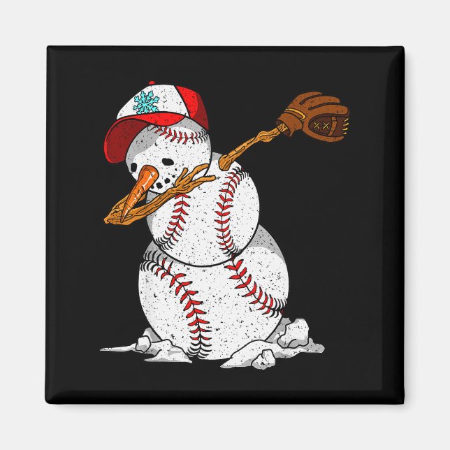 Imã Dabbing Baseball Snowman Snow Christmas Xmas Holid (Frente)