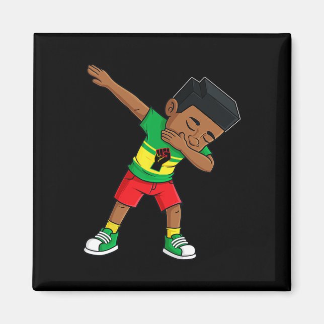 Imã Dabbing Black King Junetets Brown Skin Boys Kids (Frente)