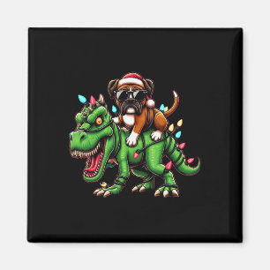 Imã Dabbing Boxer Dog Xmas Lights Dinosaur T Rex Kids