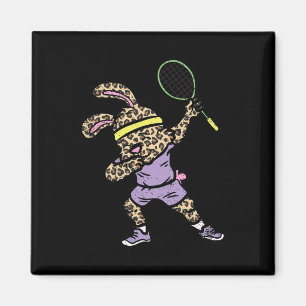 Imã Dabbing Bunny Badminton Player Páscoa Esporte Coel