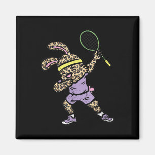 Imã Dabbing Bunny Badminton Player Páscoa Esporte Coel