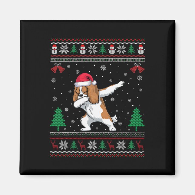 Imã Dabbing Cavalier King Charles Spaniel Papais noeis (Frente)