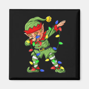 Imã Dabbing Elf Christmas Tree Lights Meninos Dab Xm