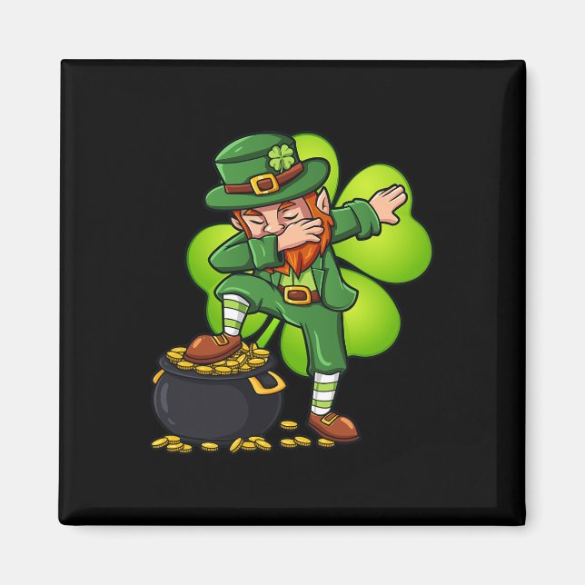 Imã Dabbing Leprechaun with Clover Dia de São Patrício (Frente)