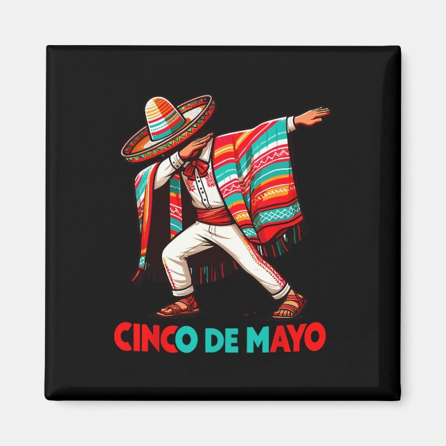 Imã Dabbing Mexicano Poncho Cinco De Mayo Fiesta (Frente)