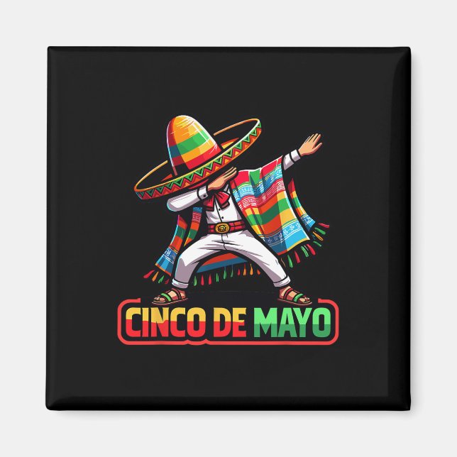Imã Dabbing Mexicano Poncho Cinco De Mayo Fiesta 1 (Frente)