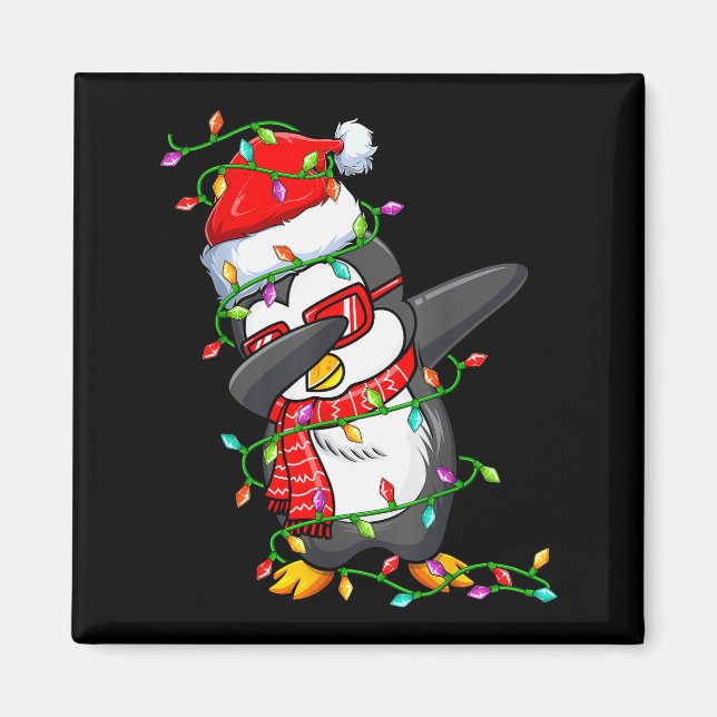 Imã Dabbing Penguin Wearing Santa Hat - Penguin Lover  (Frente)
