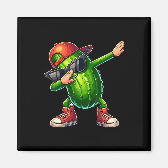 Imã Dabbing Pickle Dancing Pepino Picker Engraçado (Frente)