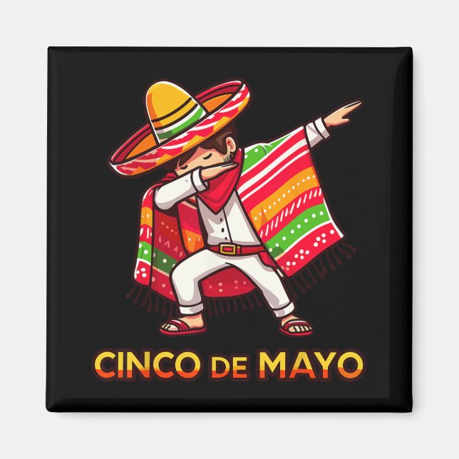 Imã Dabbing Poncho Mexicano Cinco De Mayo Festa 3  (Frente)