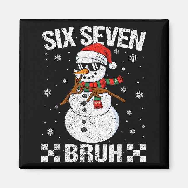 Imã Dabbing Santa Snowman 6 7 Meme Christmas Six Seven (Frente)