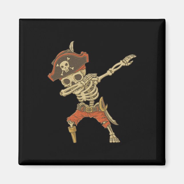Imã Dabbing Skeleton Pirate Halloween Kids Jolly Roger (Frente)
