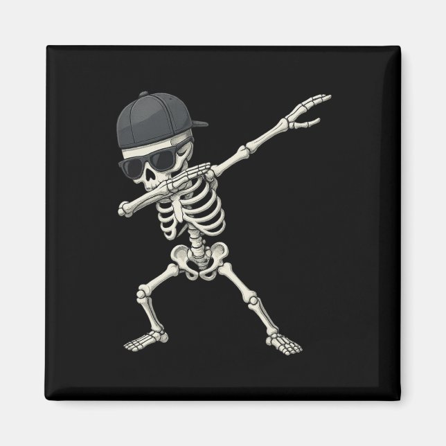 Imã Dabbing Skeleton Pirate Halloween Kids Jolly Roger (Frente)