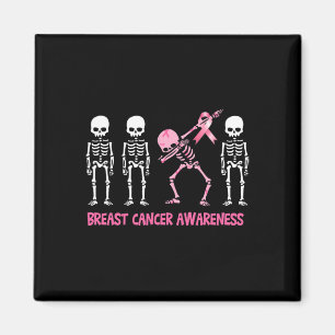 Imã Dabbing Skeleton Rosa Fita Cancer
