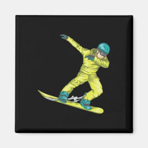 Imã Dabbing Snowboarder Cute Snowboard Funny Dab Sk