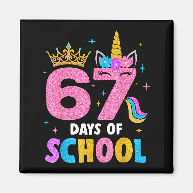 Imã Dabbing Unicorn 67 Days Of School Teachers Kids Bo (Frente)