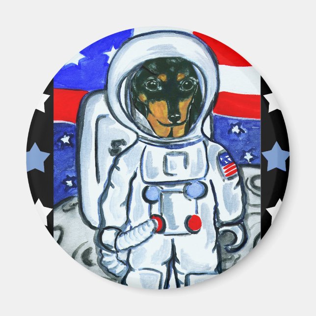 Imã Dachshund astronauta (Frente)
