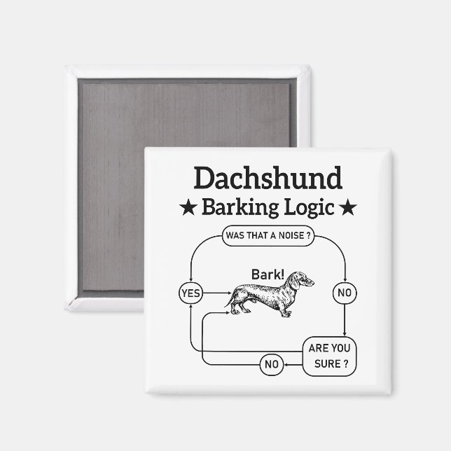 Imã Dachshund Barking Logic Engraçado Cão Sarcástico (Front/Back)