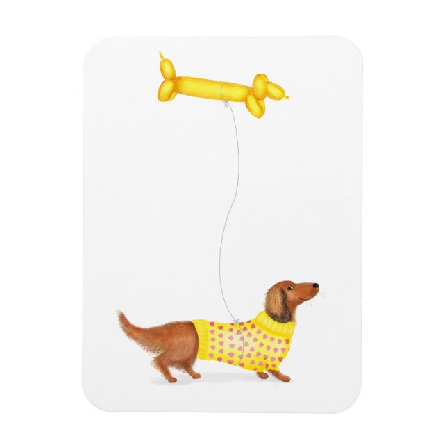 Ímã Dachshund bonito com íman de balão para cães de sa (Vertical)