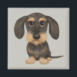 Imã Dachshund| Cão de Cartoon Bonito Teckel<br><div class="desc">Uma imã de geladeira divertida para amantes de Dachshund.O javali e Teckel bronzeado. Visite o Doodle World de Jenn para obter ainda mais acessórios para casa e escritório,  com este cachorro engraçado e mais designs originais de cachorros-salsicha.</div>