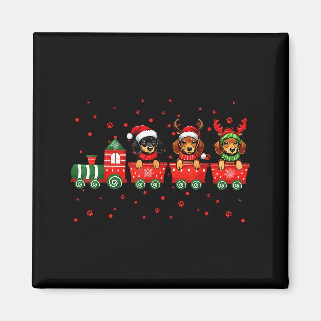 Imã Dachshund Christmas Dog Lights Santa Xmas Pet Dog  (Frente)
