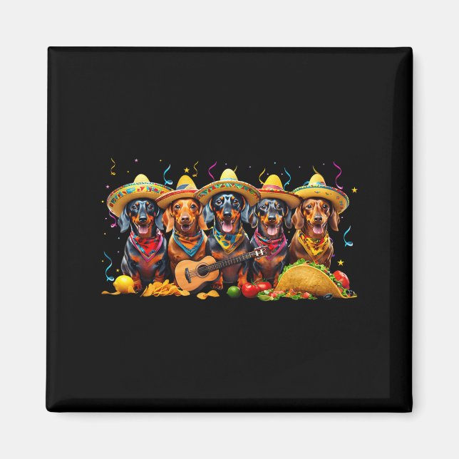 Imã Dachshund cinco de mayo cachorro salsicha  (Frente)