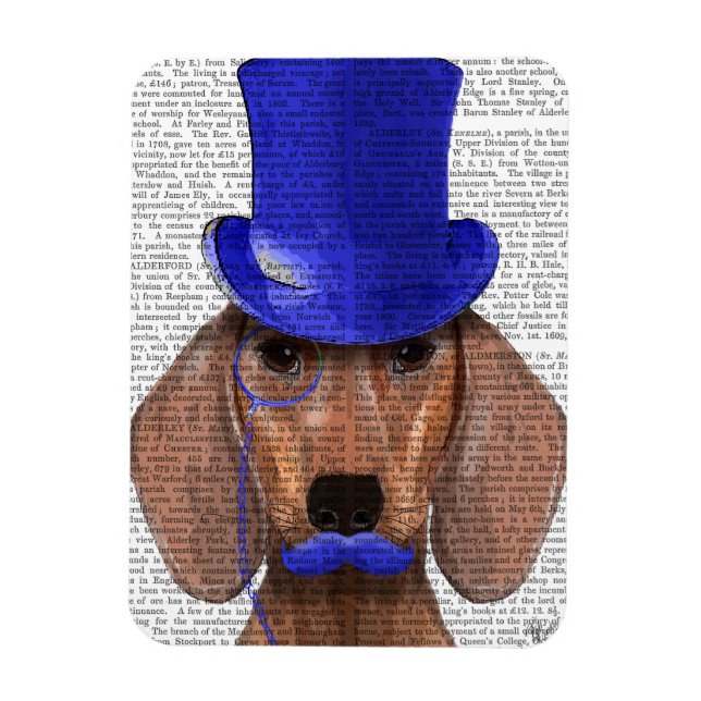 Ímã Dachshund com Chapéu Azul e bigode Azul (Vertical)
