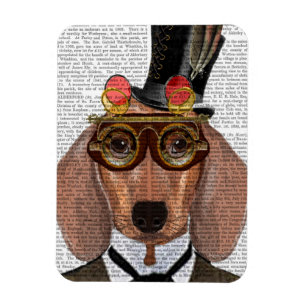 Ímã Dachshund com chapéu e óculos