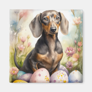 Imã Dachshund com Ovos de Páscoa