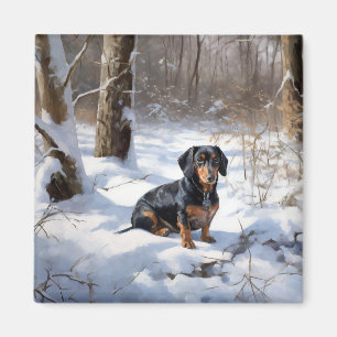 Imã Dachshund Deixe Nevar Natal