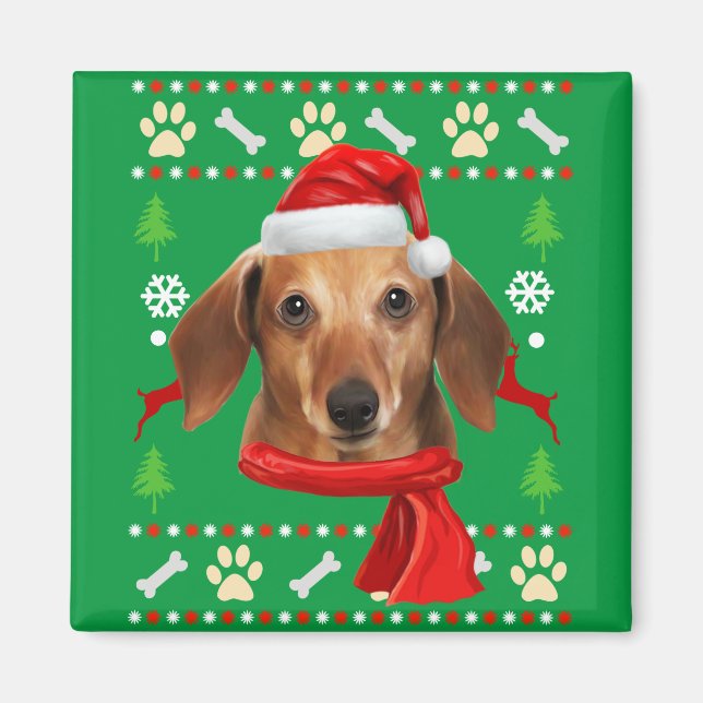 Imã Dachshund Dog Ugly Christmas (Frente)