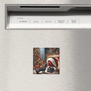 Imã Dachshund e Papai Noel 