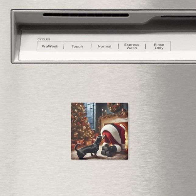 Imã Dachshund e Papai Noel  (In Situ (Dishwasher))