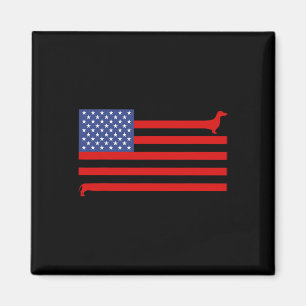 Imã Dachshund Engraçado Bandeira EUA 4 De Julho Patrió