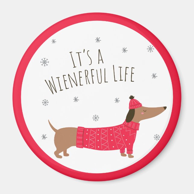 Imã Dachshund engraçado de Natal (Frente)