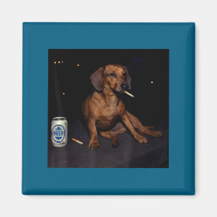Imã Dachshund Engraçado Fumando Cigarro Cerveja Geraçã