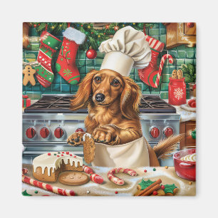 Imã Dachshund Festa de Natal: Festivo Natal