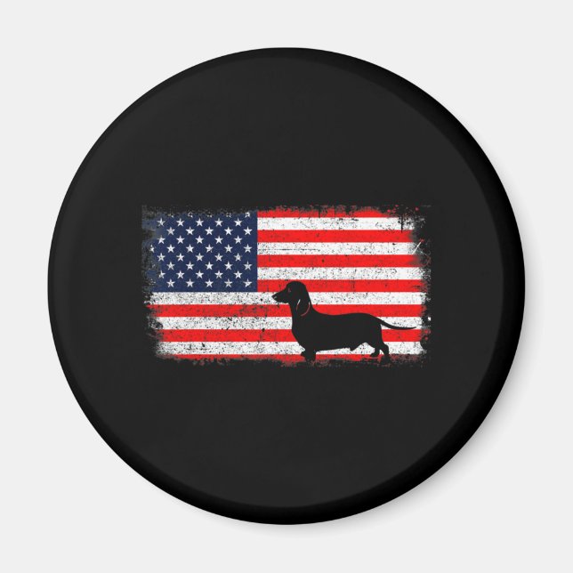 Imã Dachshund Flag Vintage (Frente)
