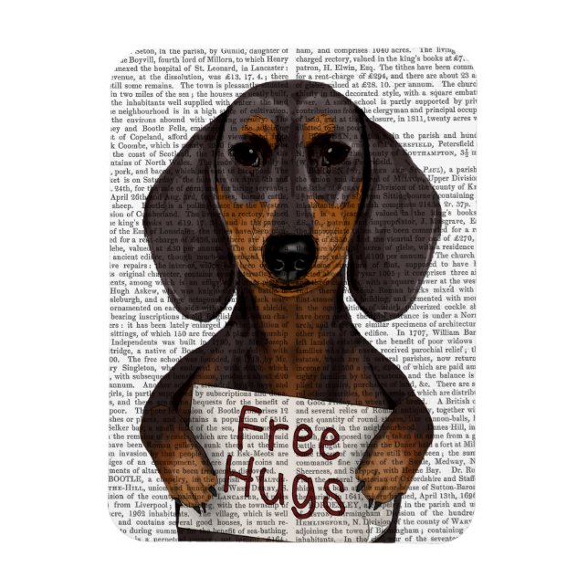 Ímã Dachshund Free Hugs (Vertical)