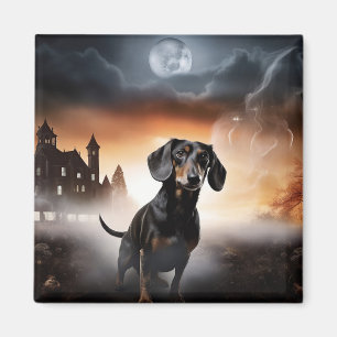 Imã Dachshund Halloween Scary