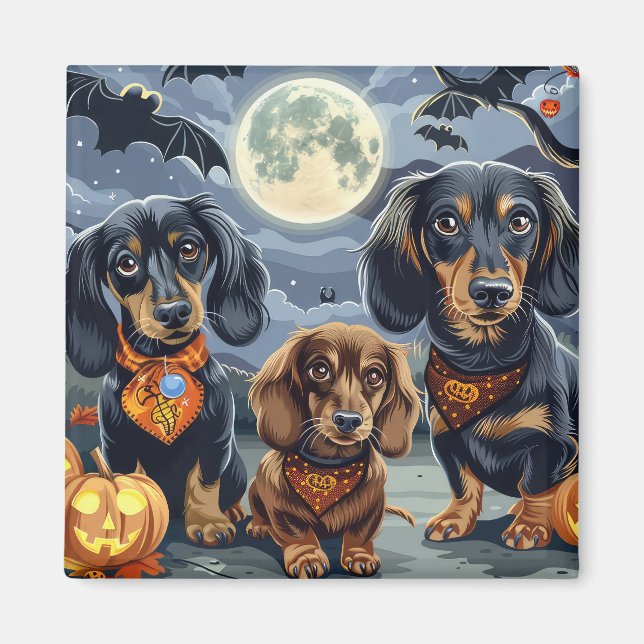 Imã Dachshund Halloween Spooky (Frente)