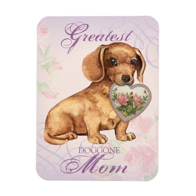 Ímã Dachshund Heart Mãe (Vertical)