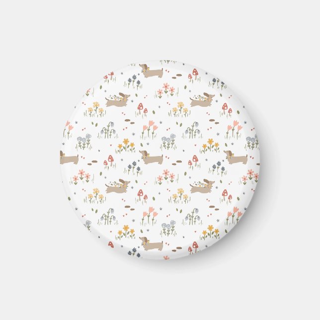 Imã Dachshund Lover Weiner Cão Enchido Cão Cão Selvage (Frente)