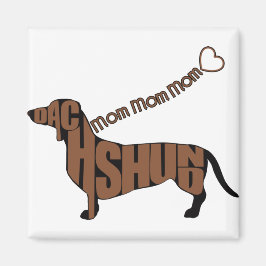 Imã Dachshund Mãe - Doxie Preto e Tan - Coração