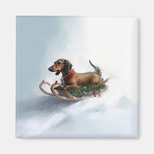 Imã Dachshund Natal neve inverno
